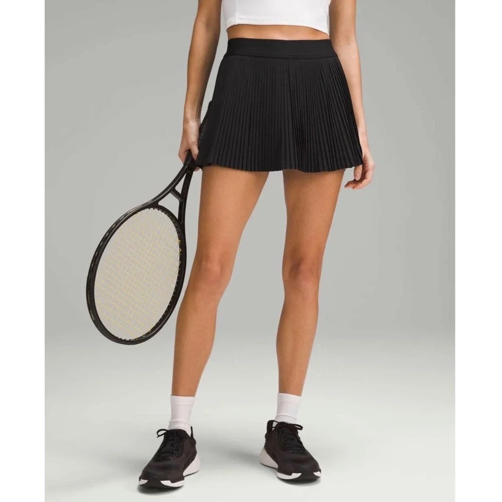 Lululemon Black Pleated Tennis Skirt Skort High Rise LW8AJYS Size 14